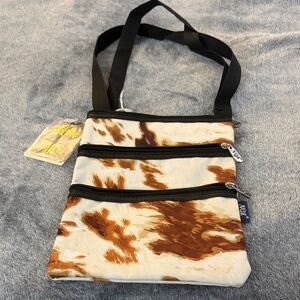 Stylish Brown and Cream Crossbody Bag NWT
